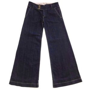 27 x 31.5 BCBGMaxAzria Jeans Dark Wash Big Stich Wide Leg Back Flap Pockets 27